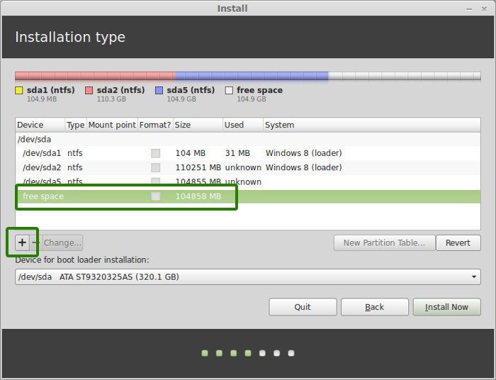 Create partitions to Dual Boot Kali Linux with Windows in Acer E5 575G